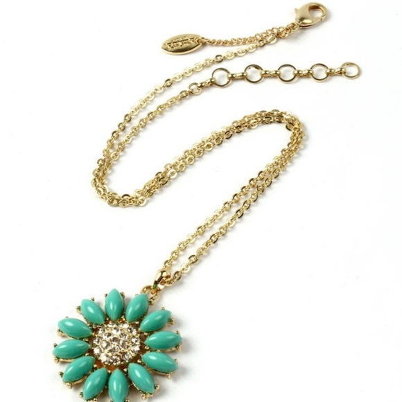 Amrita Singh Jewelry - NWT Chic AMRITA SINGH Turquoise Gold FERN Floral BOHO PENDANT